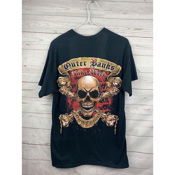 Outer Banks Bike Week 2016 Shirt Mens Medium Pirate cottonSkull Motorcycle‎ - Picture 1 of 4
